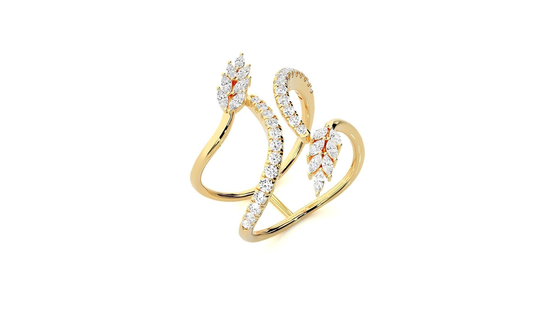 Marquise Diamonds High Jewelry Cocktail Ring 3dm stl renders 3D print model_8