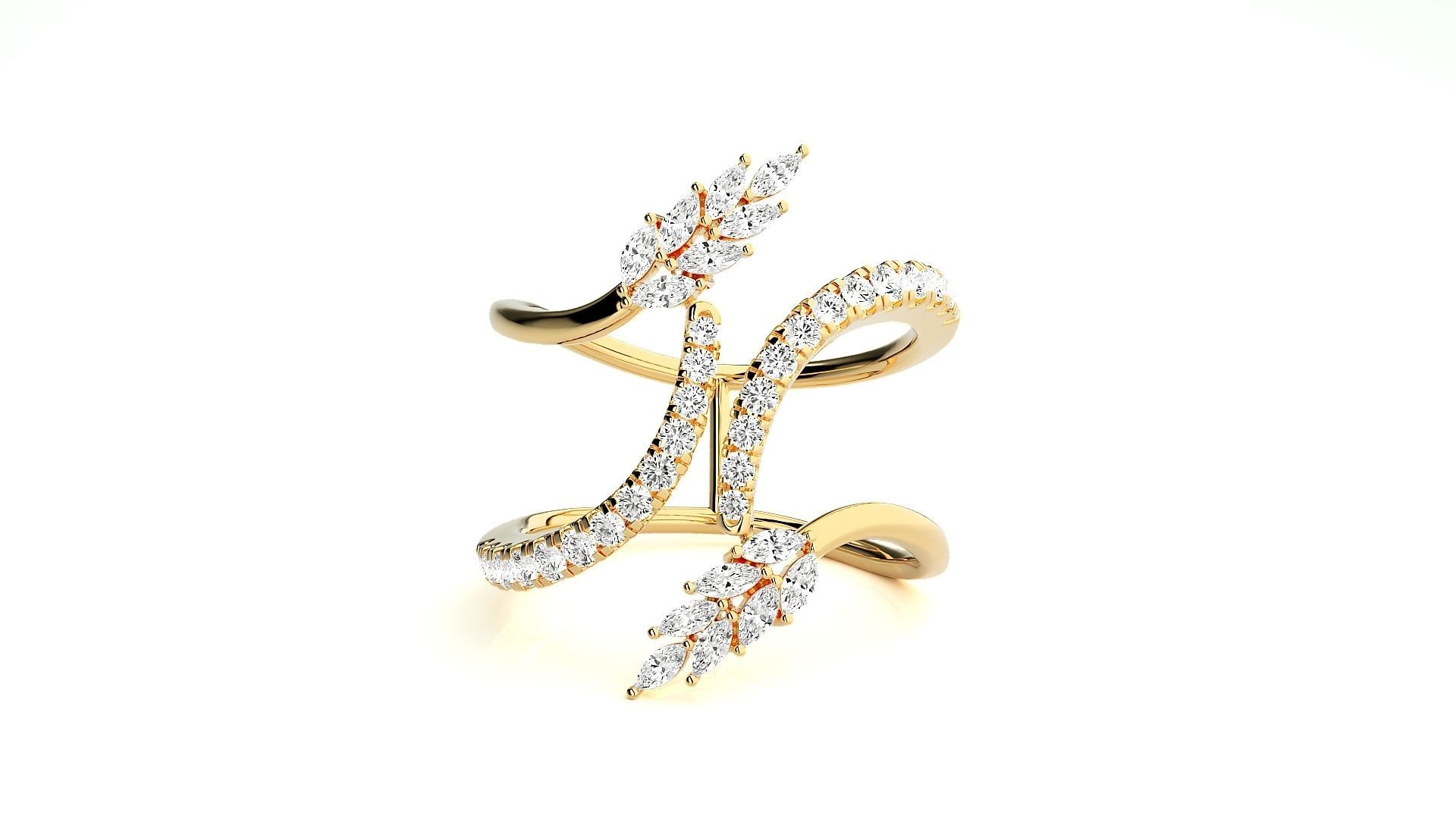 Marquise Diamonds High Jewelry Cocktail Ring 3dm stl renders 3D print model_6