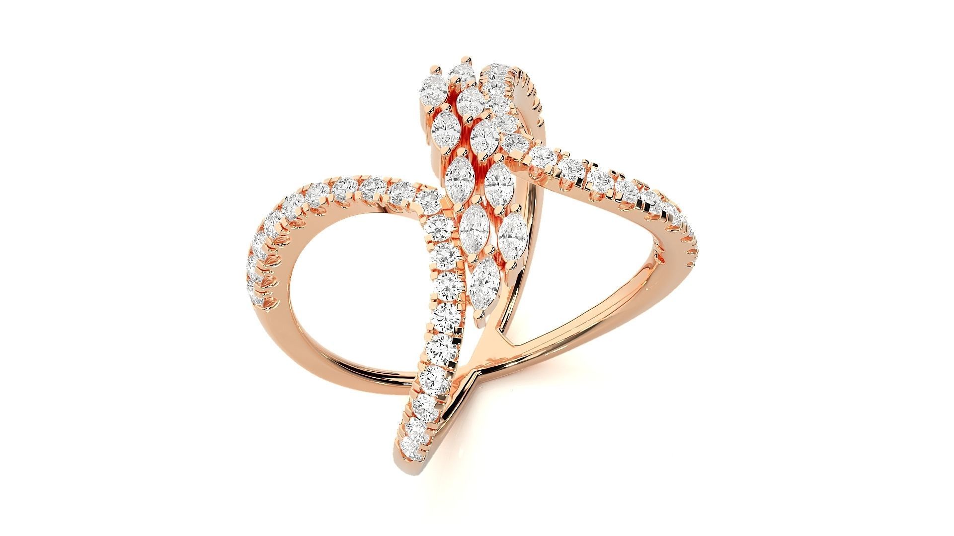 Marquise Diamonds High Jewelry Cocktail Ring 3dm stl renders 3D print model_2