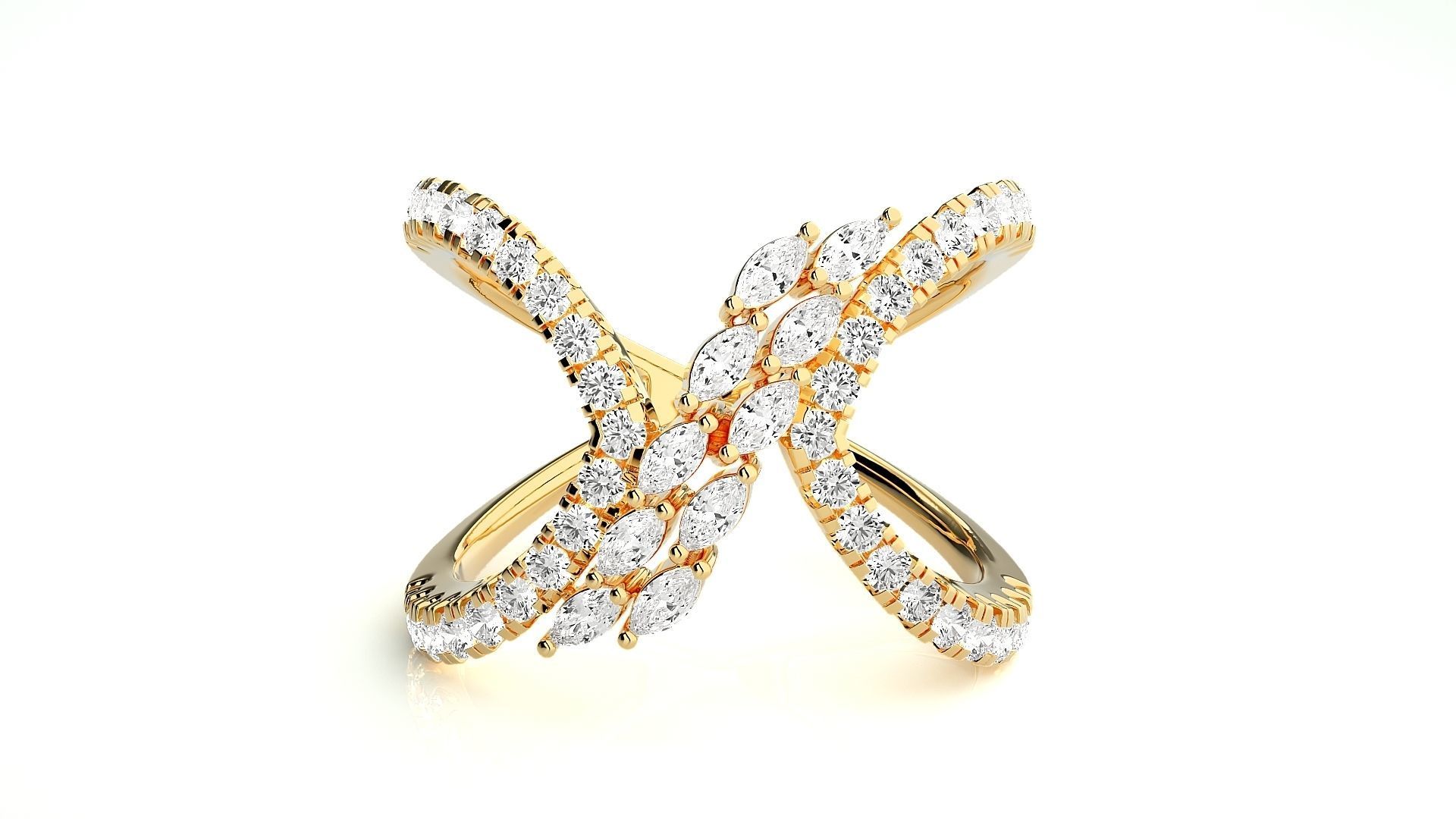Marquise Diamonds High Jewelry Cocktail Ring 3dm stl renders 3D print model_7