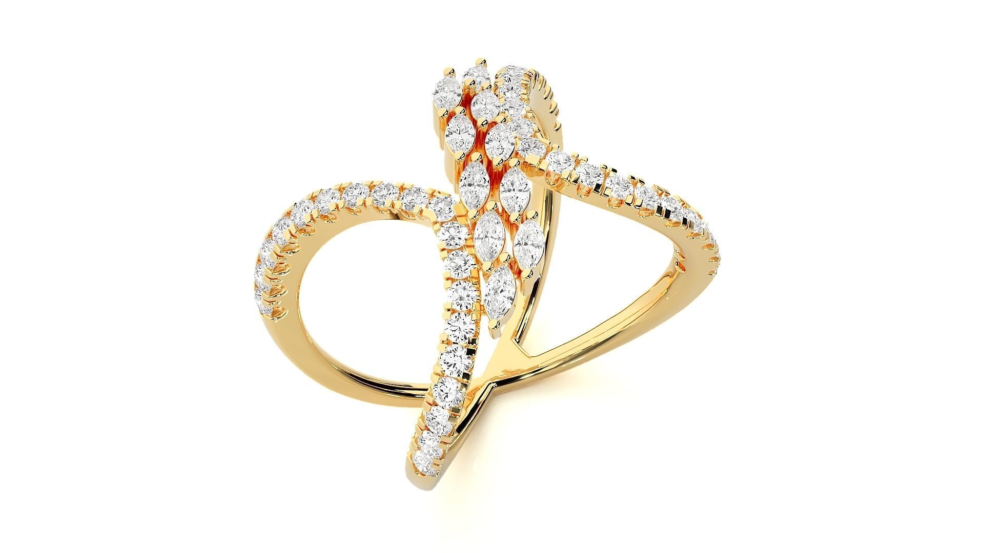 Marquise Diamonds High Jewelry Cocktail Ring 3dm stl renders 3D print model_9