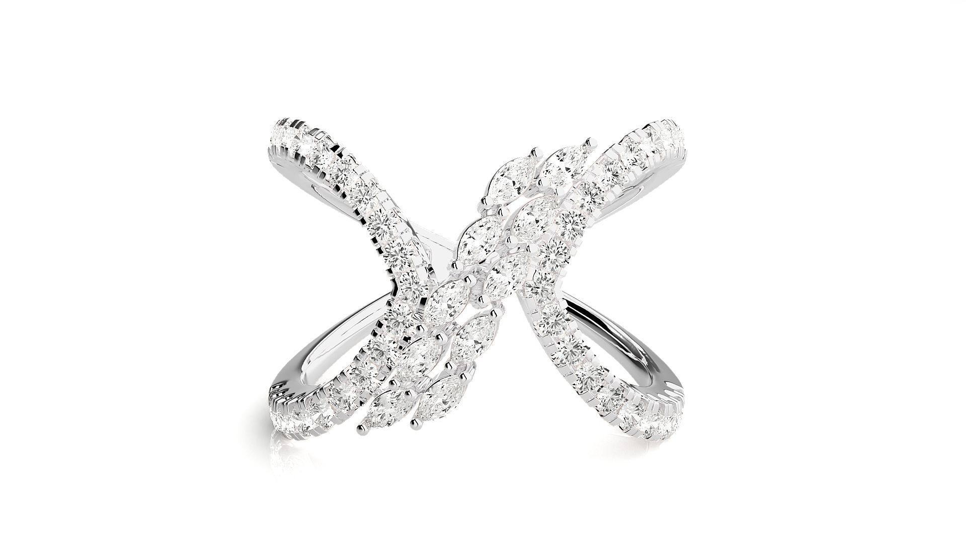 Marquise Diamonds High Jewelry Cocktail Ring 3dm stl renders 3D print model_4