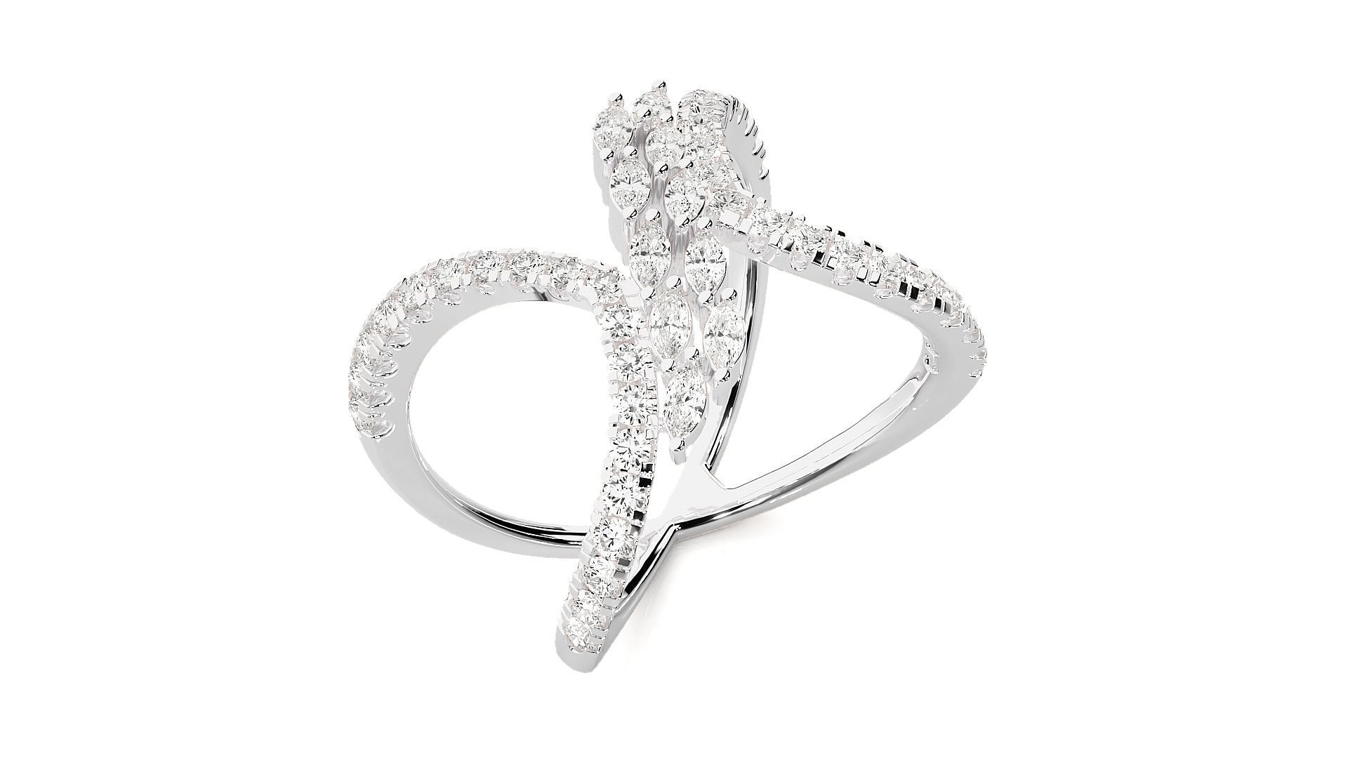 Marquise Diamonds High Jewelry Cocktail Ring 3dm stl renders 3D print model_6