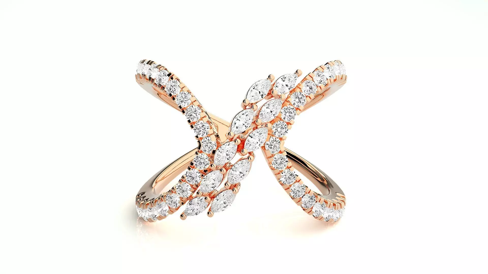 Marquise Diamonds High Jewelry Cocktail Ring 3dm stl renders 3D print model_0