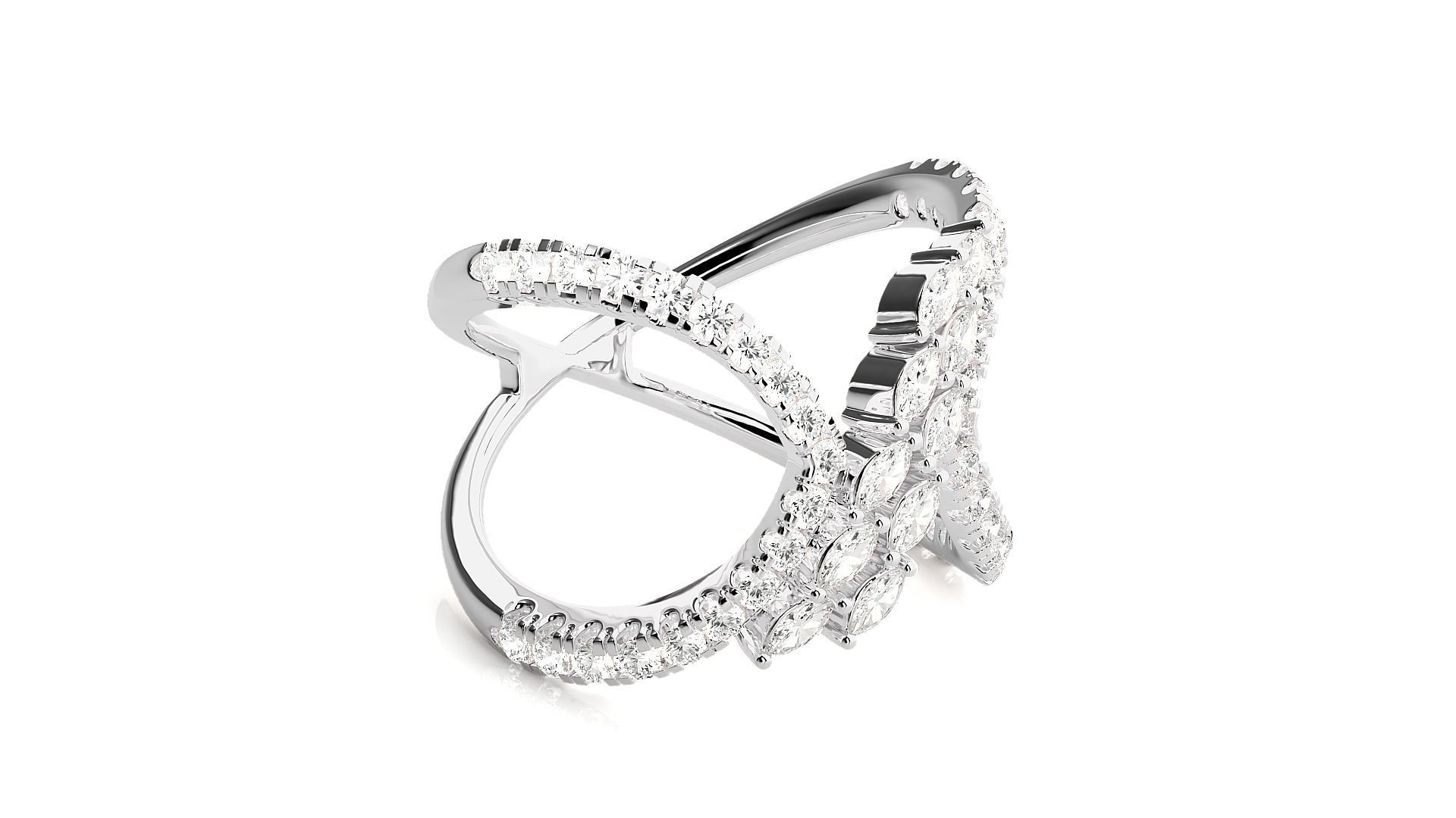 Marquise Diamonds High Jewelry Cocktail Ring 3dm stl renders 3D print model_5
