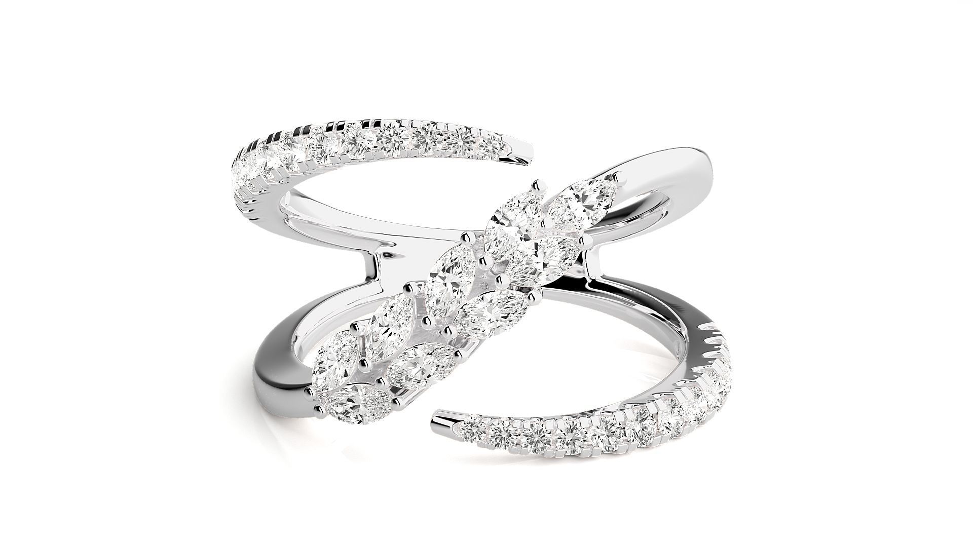 Marquise Diamonds High Jewelry Cocktail Ring 3dm stl renders 3D print model_4