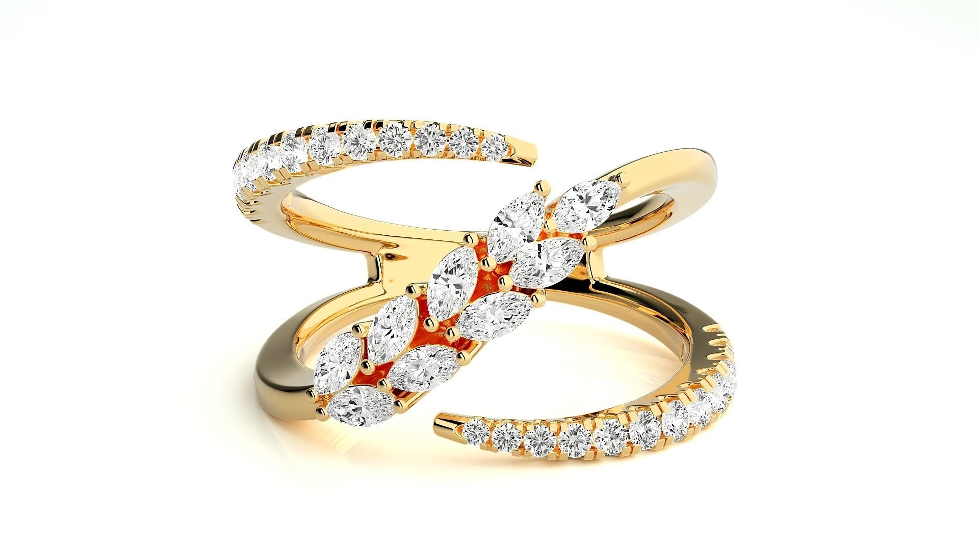 Marquise Diamonds High Jewelry Cocktail Ring 3dm stl renders 3D print model_7