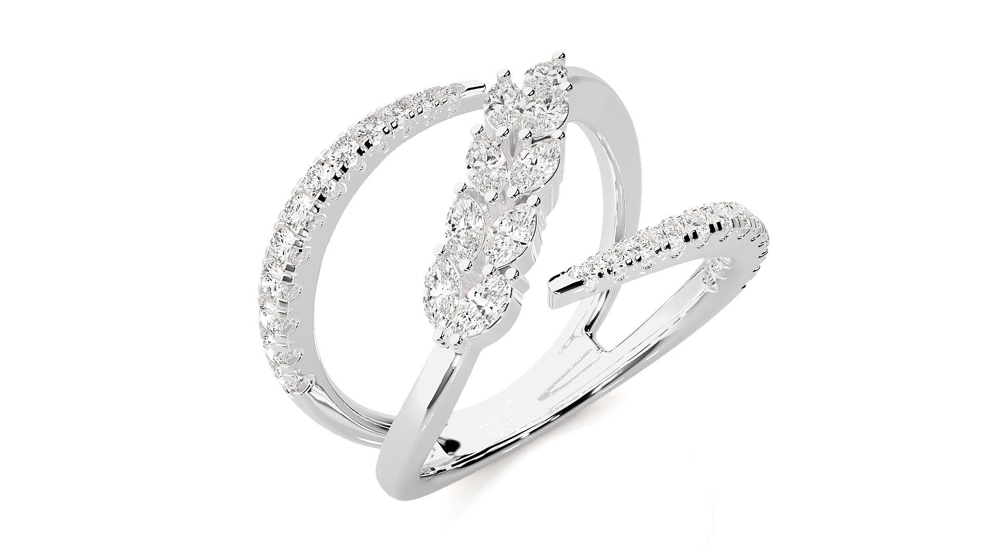 Marquise Diamonds High Jewelry Cocktail Ring 3dm stl renders 3D print model_6