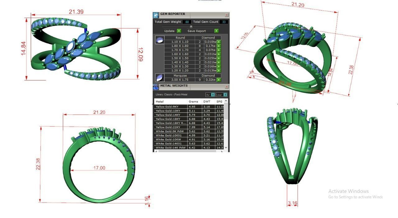 Marquise Diamonds High Jewelry Cocktail Ring 3dm stl renders 3D print model_3