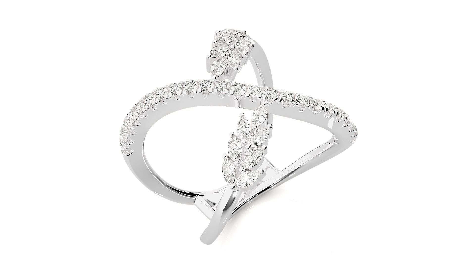 Marquise Diamonds High Jewelry Cocktail Ring 3dm stl renders 3D print model_6