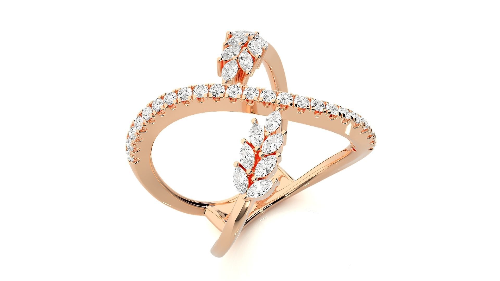 Marquise Diamonds High Jewelry Cocktail Ring 3dm stl renders 3D print model_2