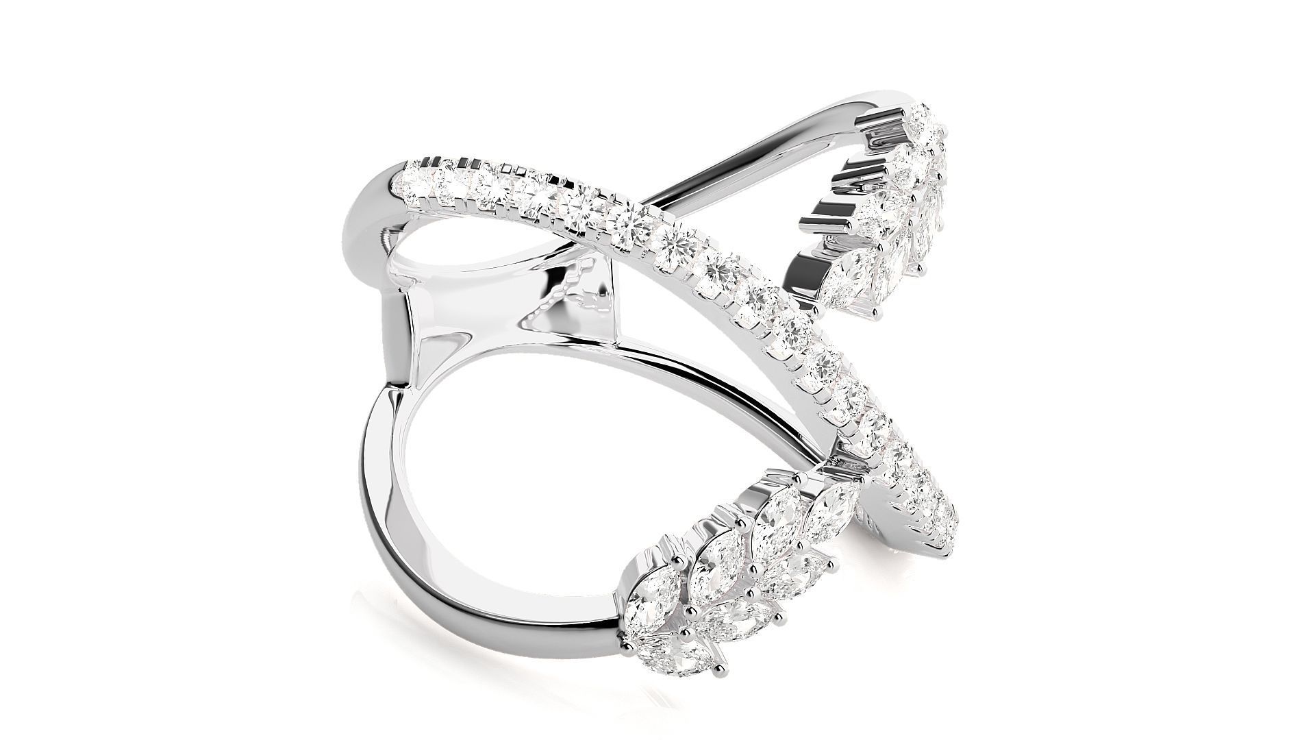 Marquise Diamonds High Jewelry Cocktail Ring 3dm stl renders 3D print model_5