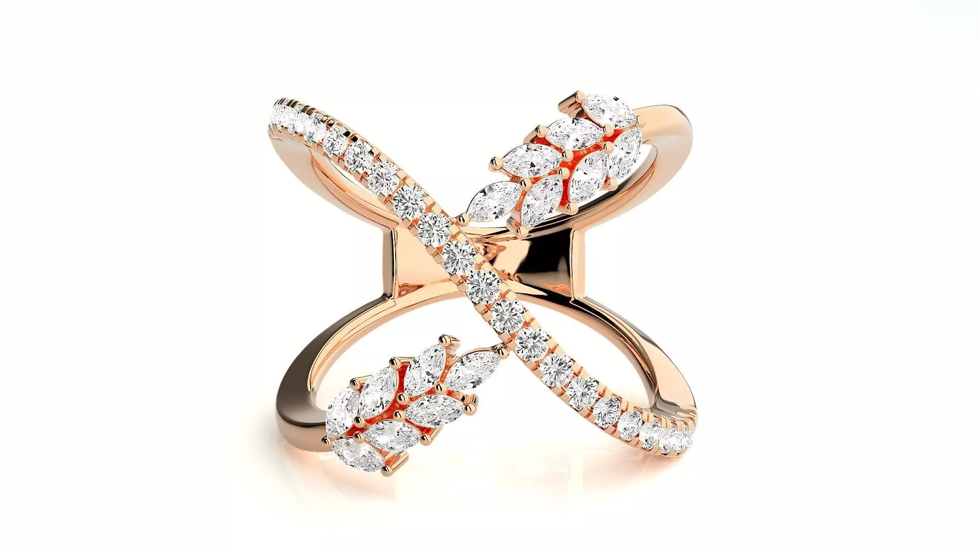 Marquise Diamonds High Jewelry Cocktail Ring 3dm stl renders 3D print model_0