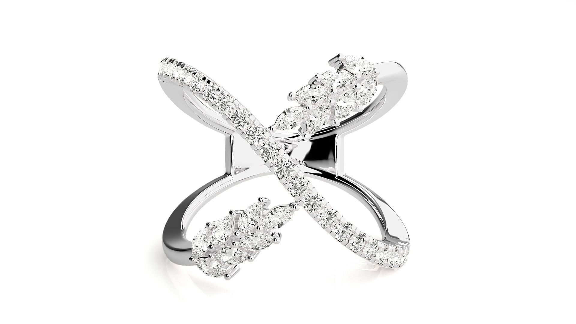 Marquise Diamonds High Jewelry Cocktail Ring 3dm stl renders 3D print model_3