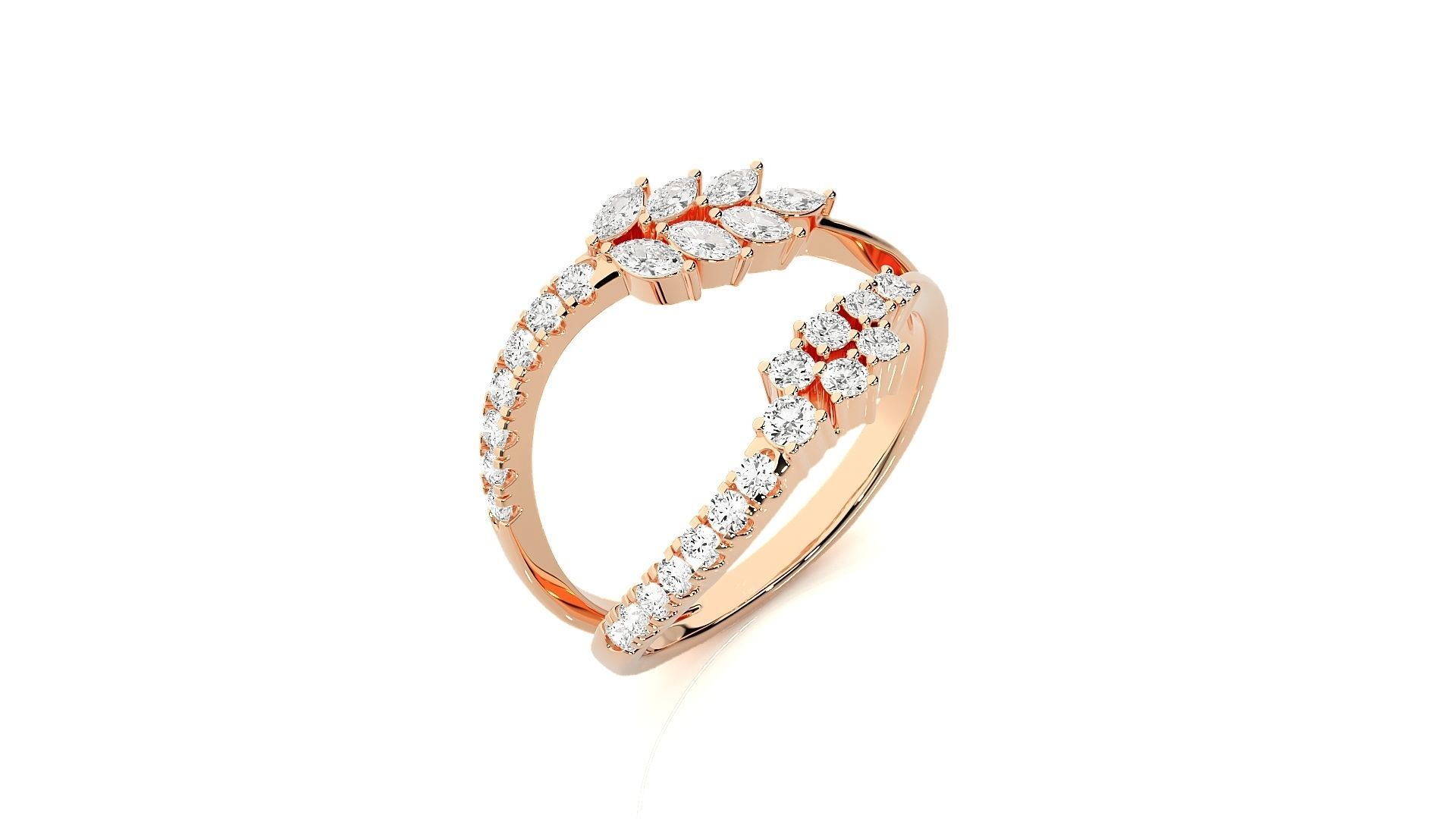 Marquise Diamonds High Jewelry Cocktail Ring 3dm stl renders 3D print model_2