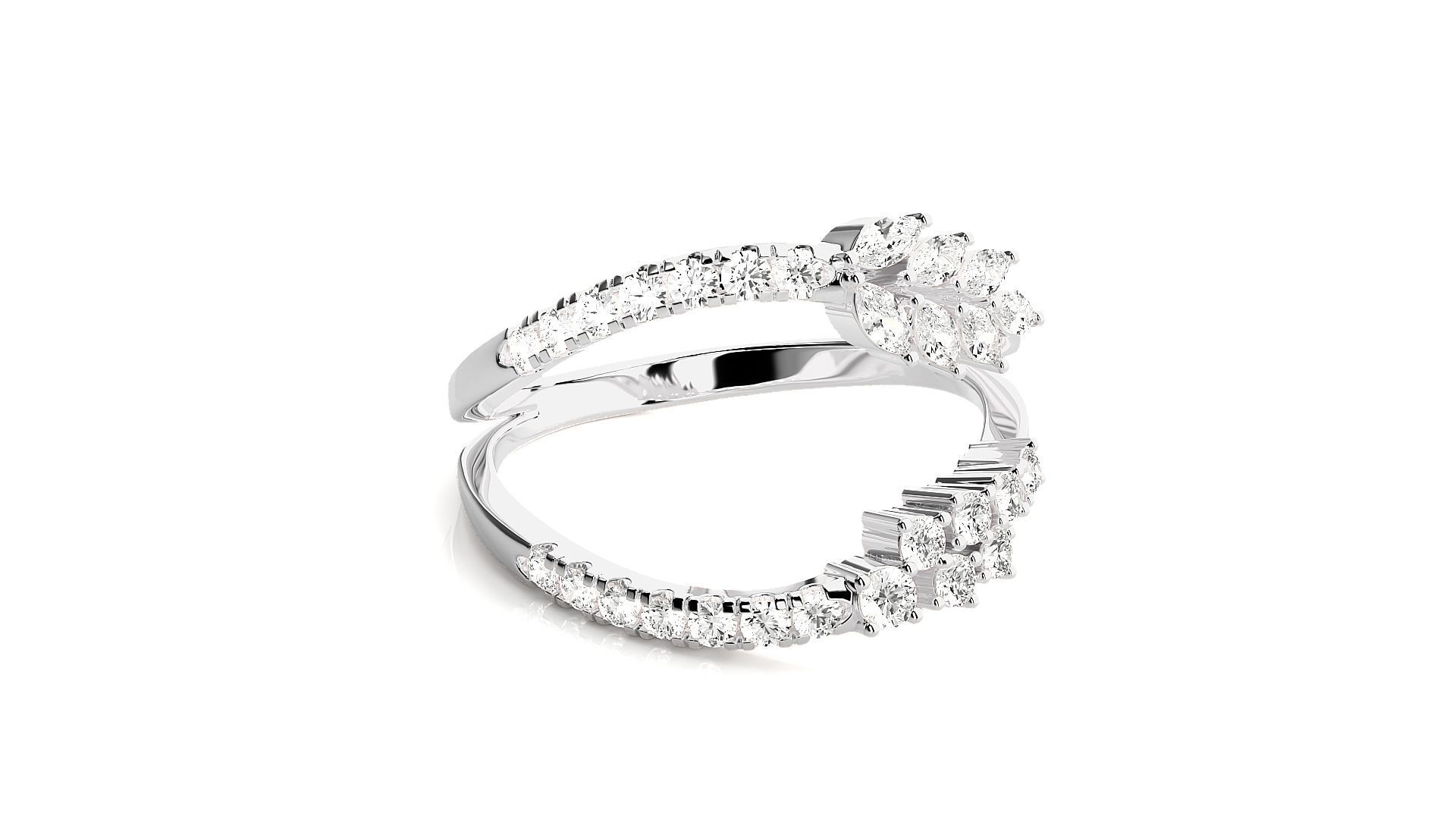 Marquise Diamonds High Jewelry Cocktail Ring 3dm stl renders 3D print model_5