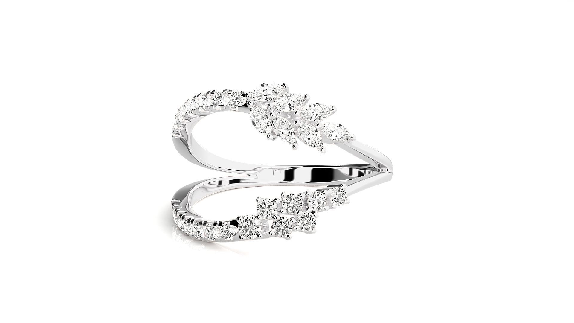 Marquise Diamonds High Jewelry Cocktail Ring 3dm stl renders 3D print model_3