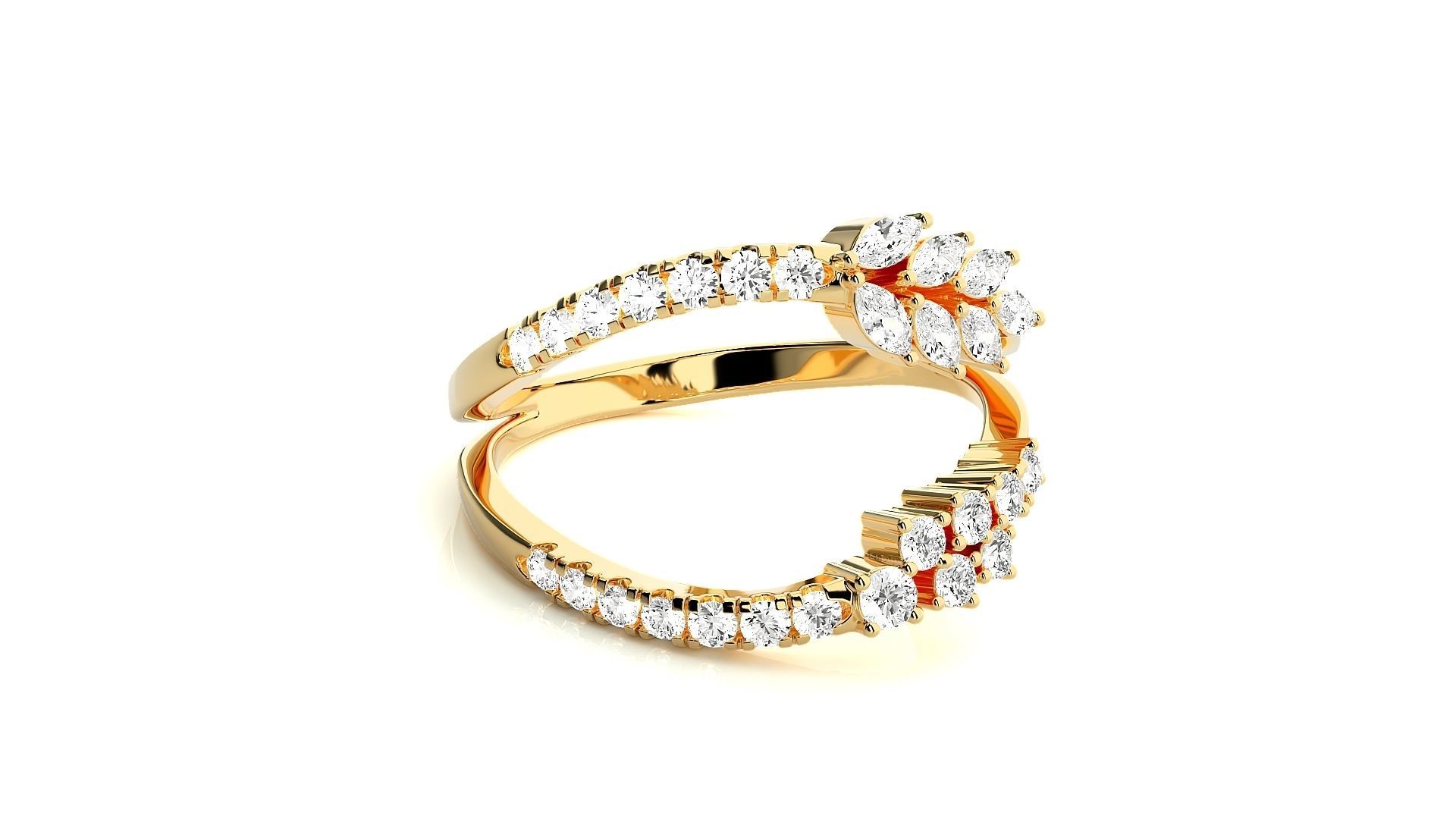 Marquise Diamonds High Jewelry Cocktail Ring 3dm stl renders 3D print model_8