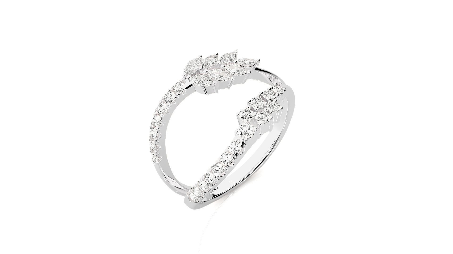 Marquise Diamonds High Jewelry Cocktail Ring 3dm stl renders 3D print model_6