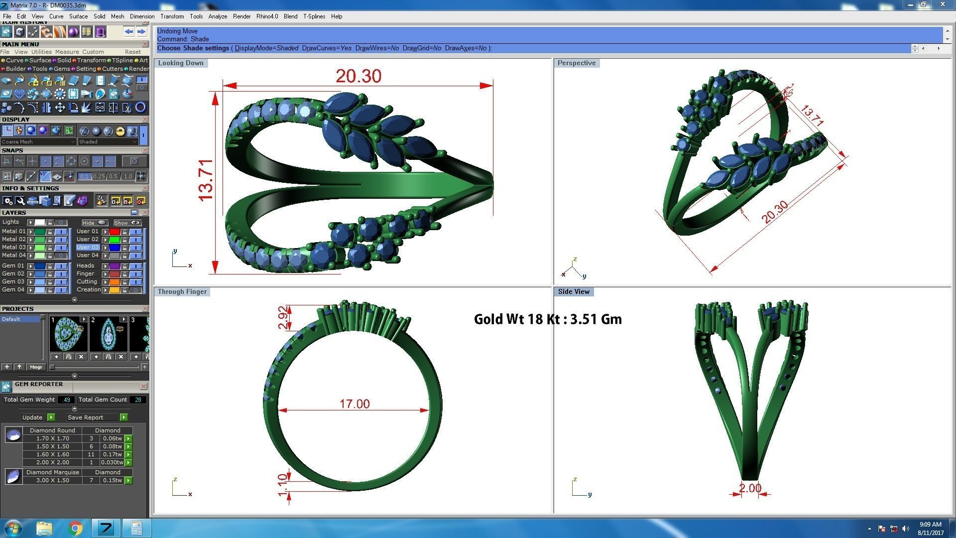 Marquise Diamonds High Jewelry Cocktail Ring 3dm stl renders 3D print model_4