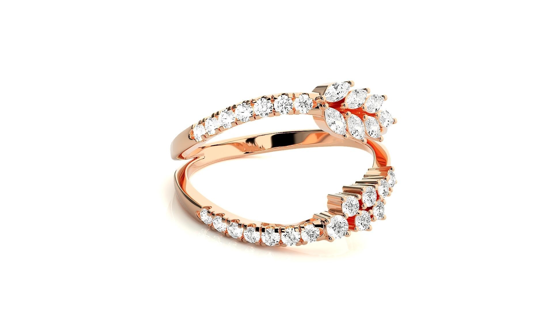 Marquise Diamonds High Jewelry Cocktail Ring 3dm stl renders 3D print model_1