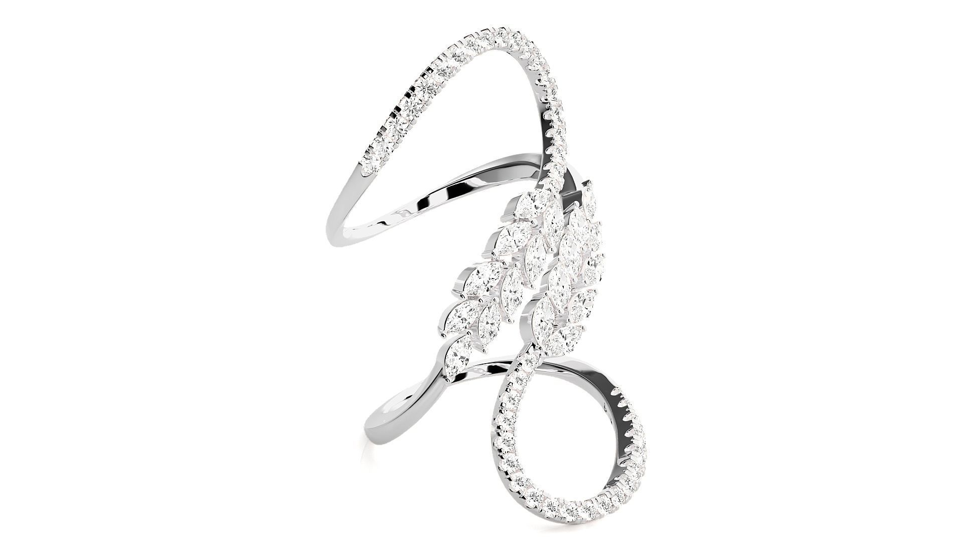 Marquise Diamonds High Jewelry Cocktail Ring 3dm stl renders 3D print model_5
