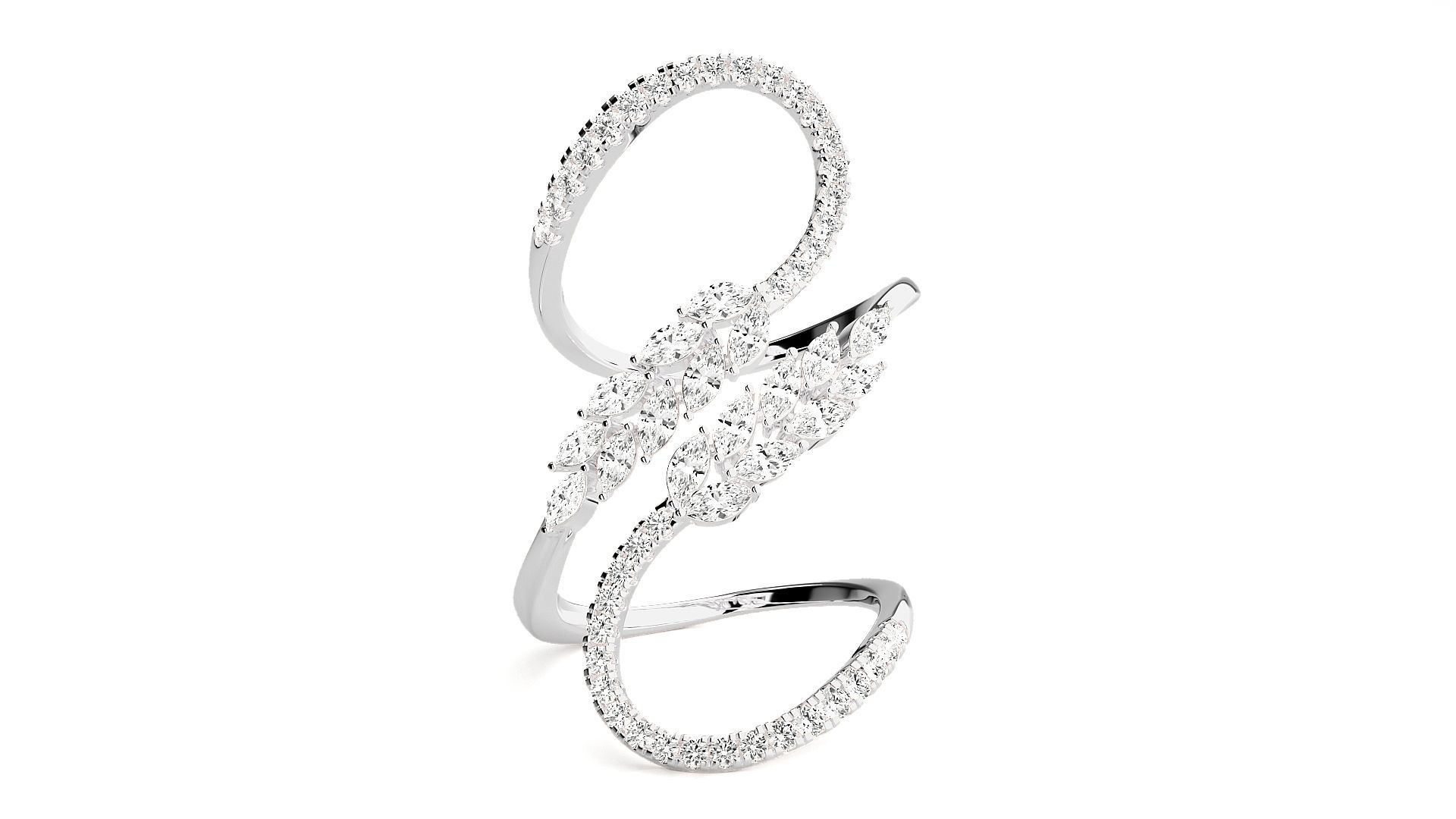 Marquise Diamonds High Jewelry Cocktail Ring 3dm stl renders 3D print model_3