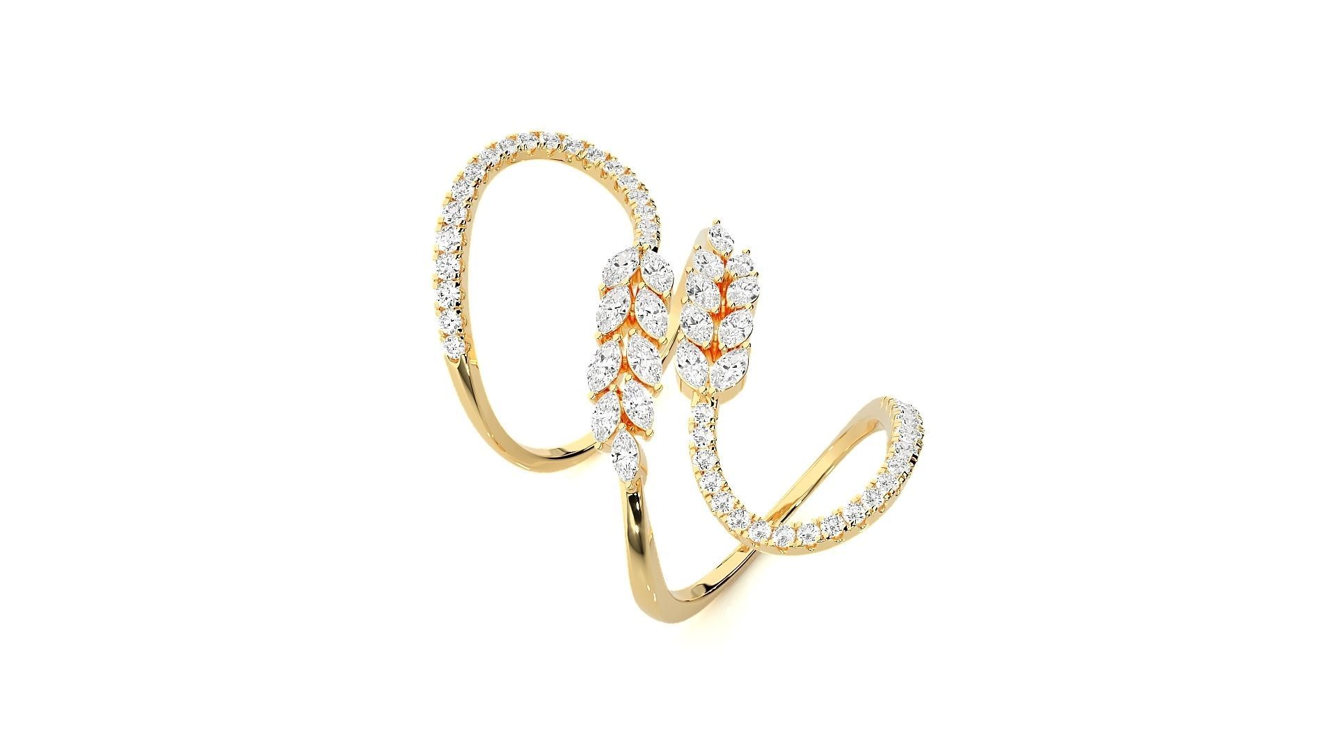 Marquise Diamonds High Jewelry Cocktail Ring 3dm stl renders 3D print model_9