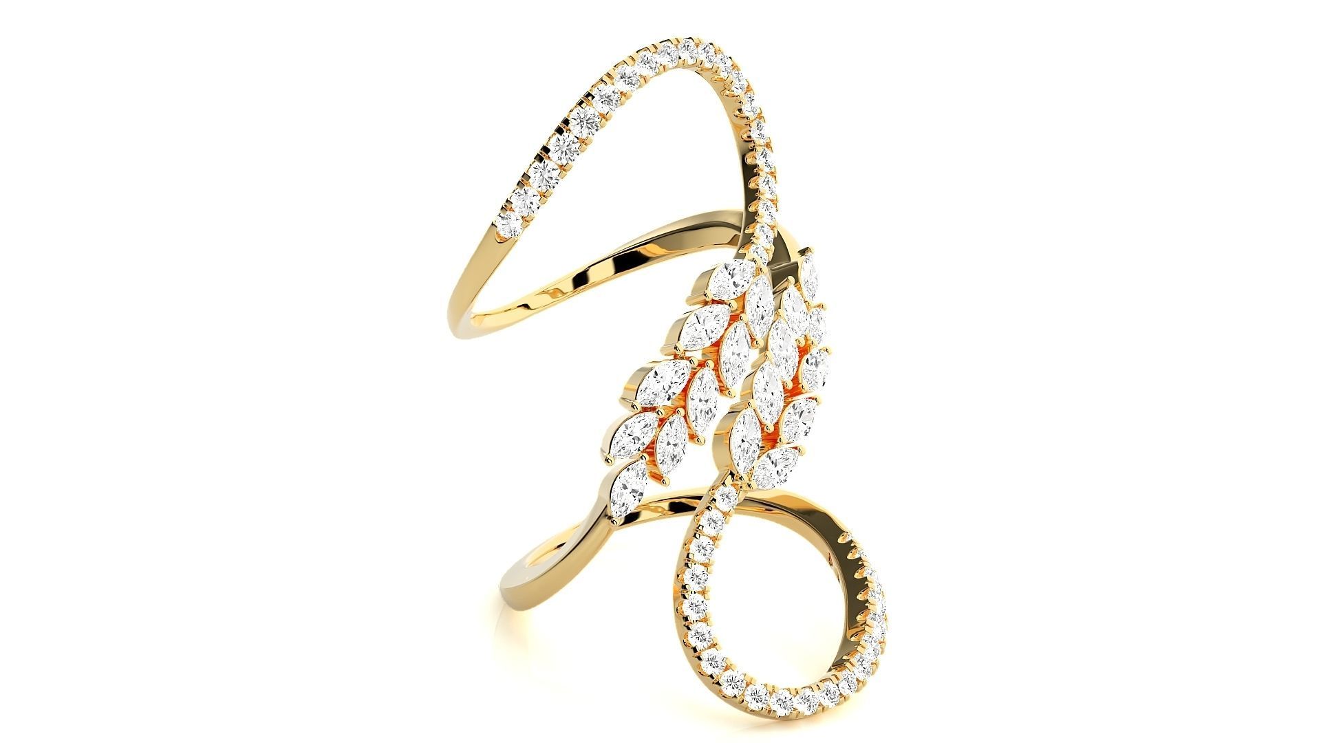 Marquise Diamonds High Jewelry Cocktail Ring 3dm stl renders 3D print model_8