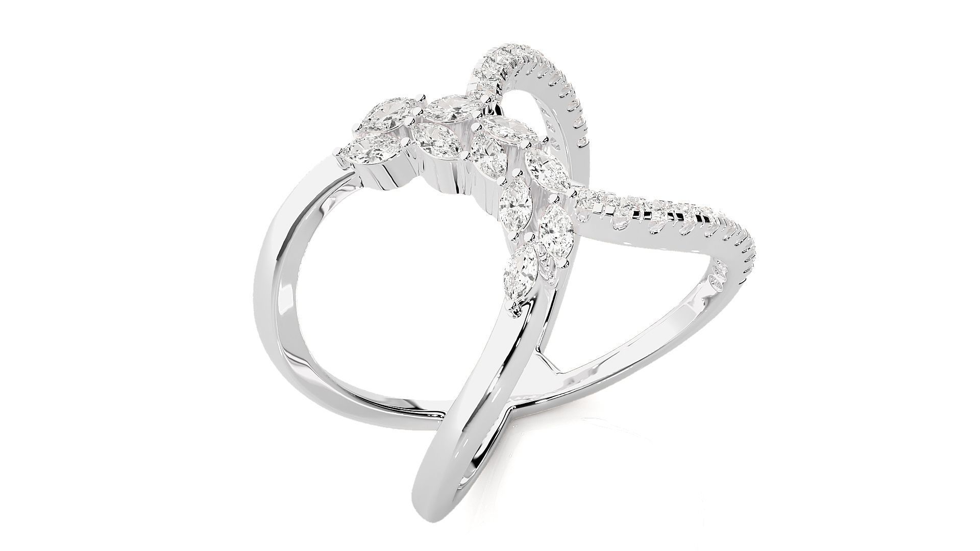 Marquise Diamonds High Jewelry Cocktail Ring 3dm stl renders 3D print model_6