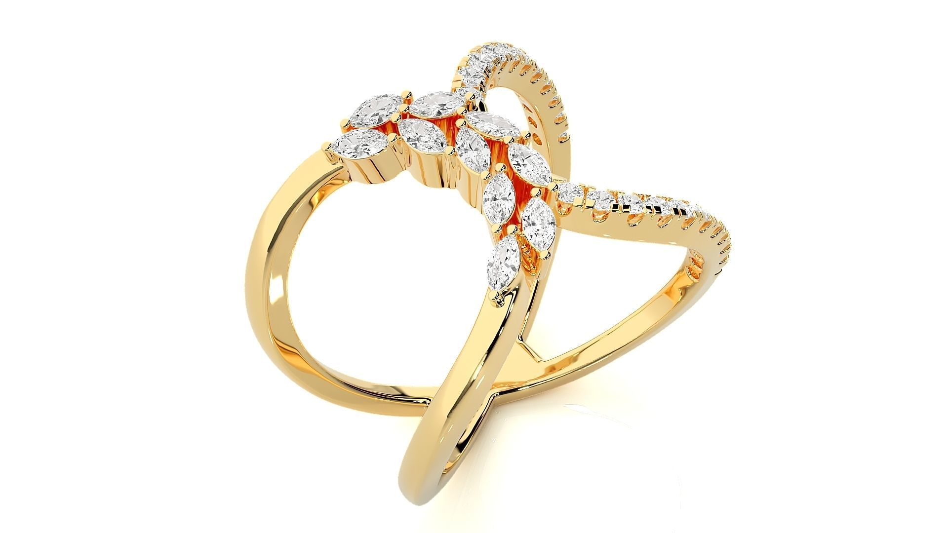 Marquise Diamonds High Jewelry Cocktail Ring 3dm stl renders 3D print model_9