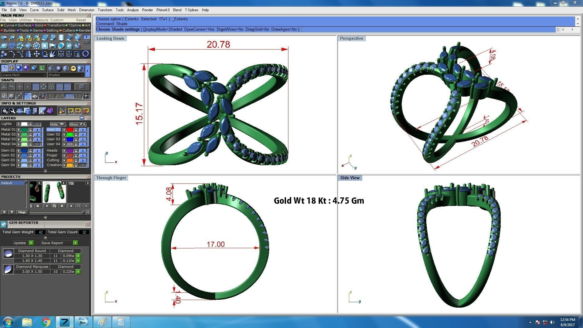 Marquise Diamonds High Jewelry Cocktail Ring 3dm stl renders 3D print model_3