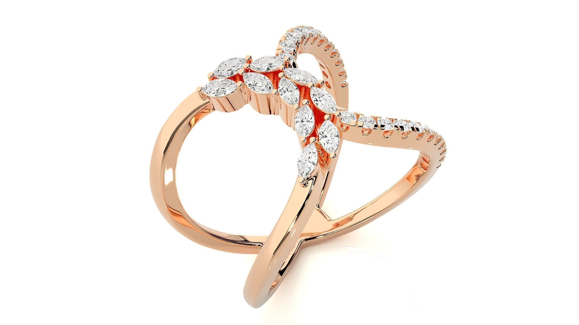 Marquise Diamonds High Jewelry Cocktail Ring 3dm stl renders 3D print model_2