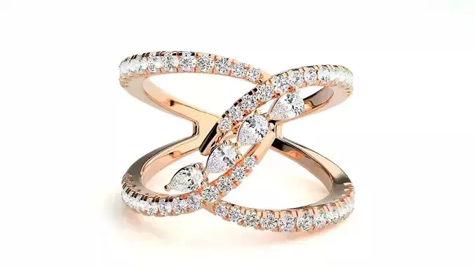 Pear Diamond High Jewelry Cocktail Ring 3dm stl renders details