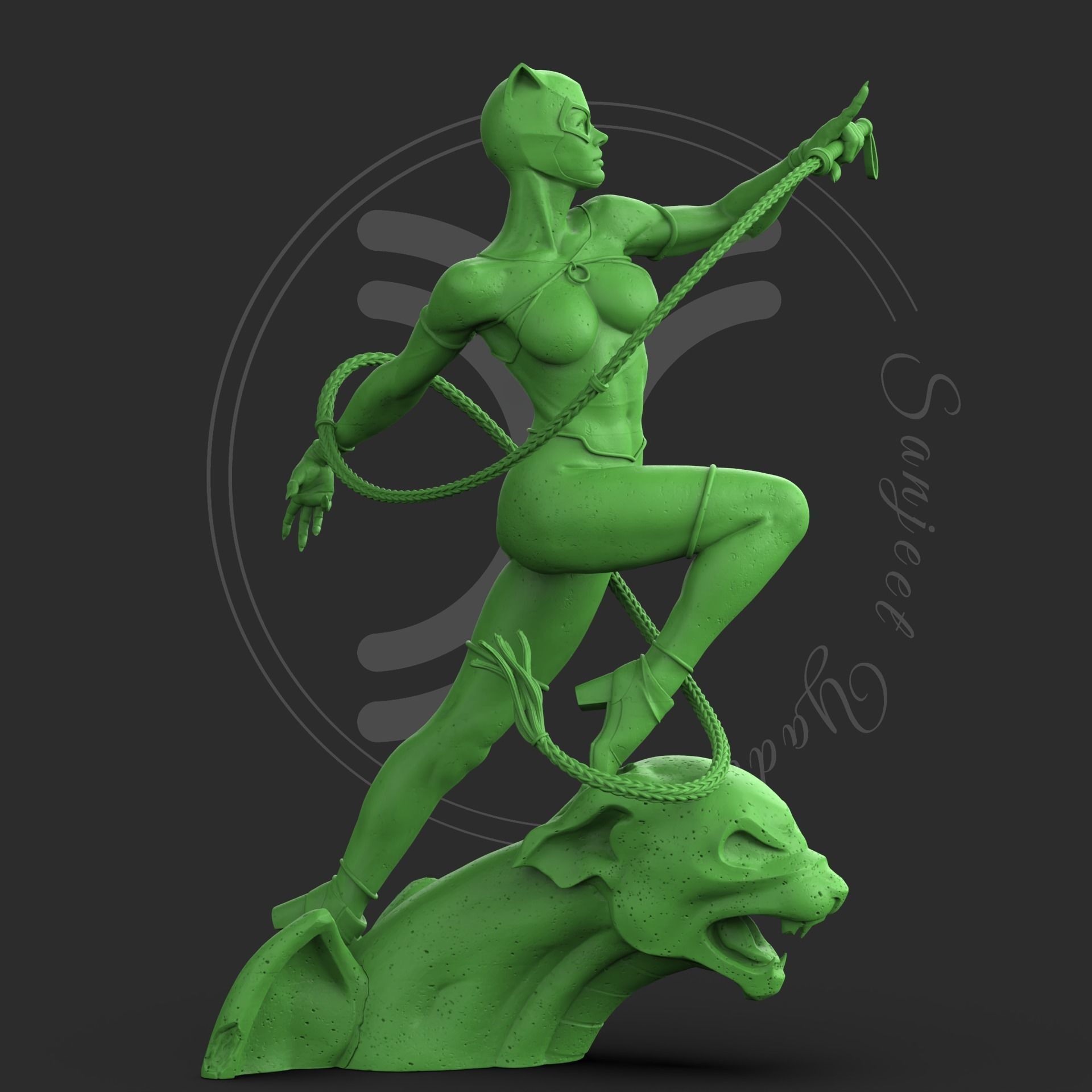 Catwoman statue 3D print model_5