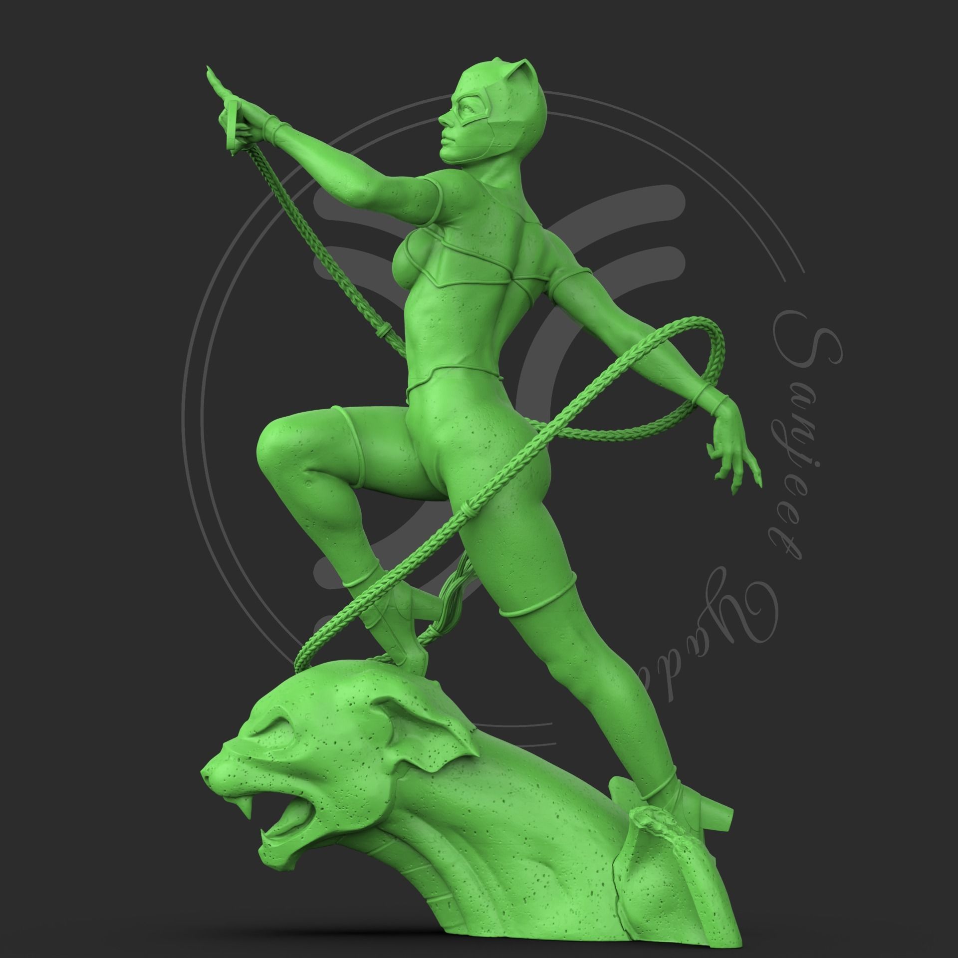 Catwoman statue 3D print model_6