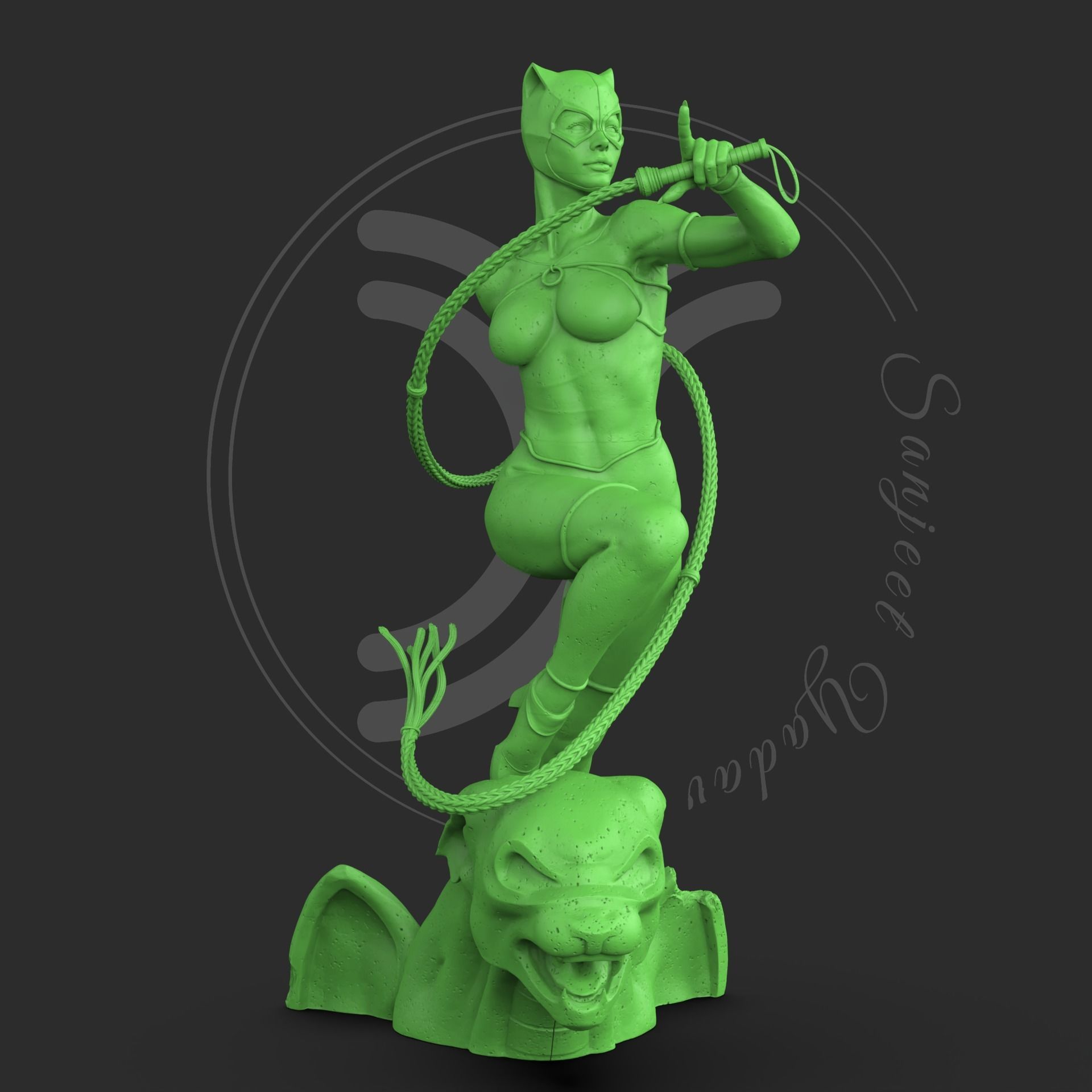 Catwoman statue 3D print model_3