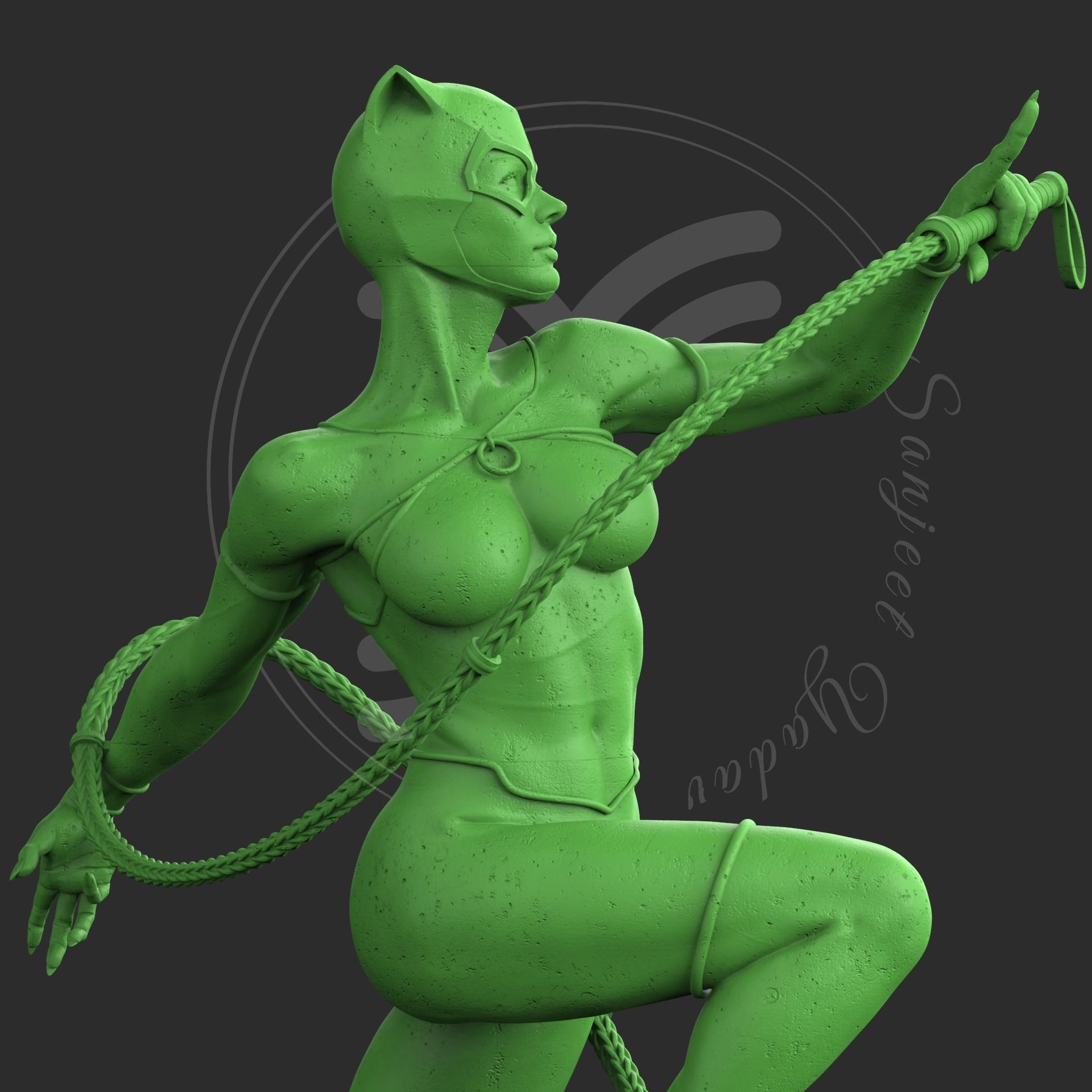 Catwoman statue 3D print model_4