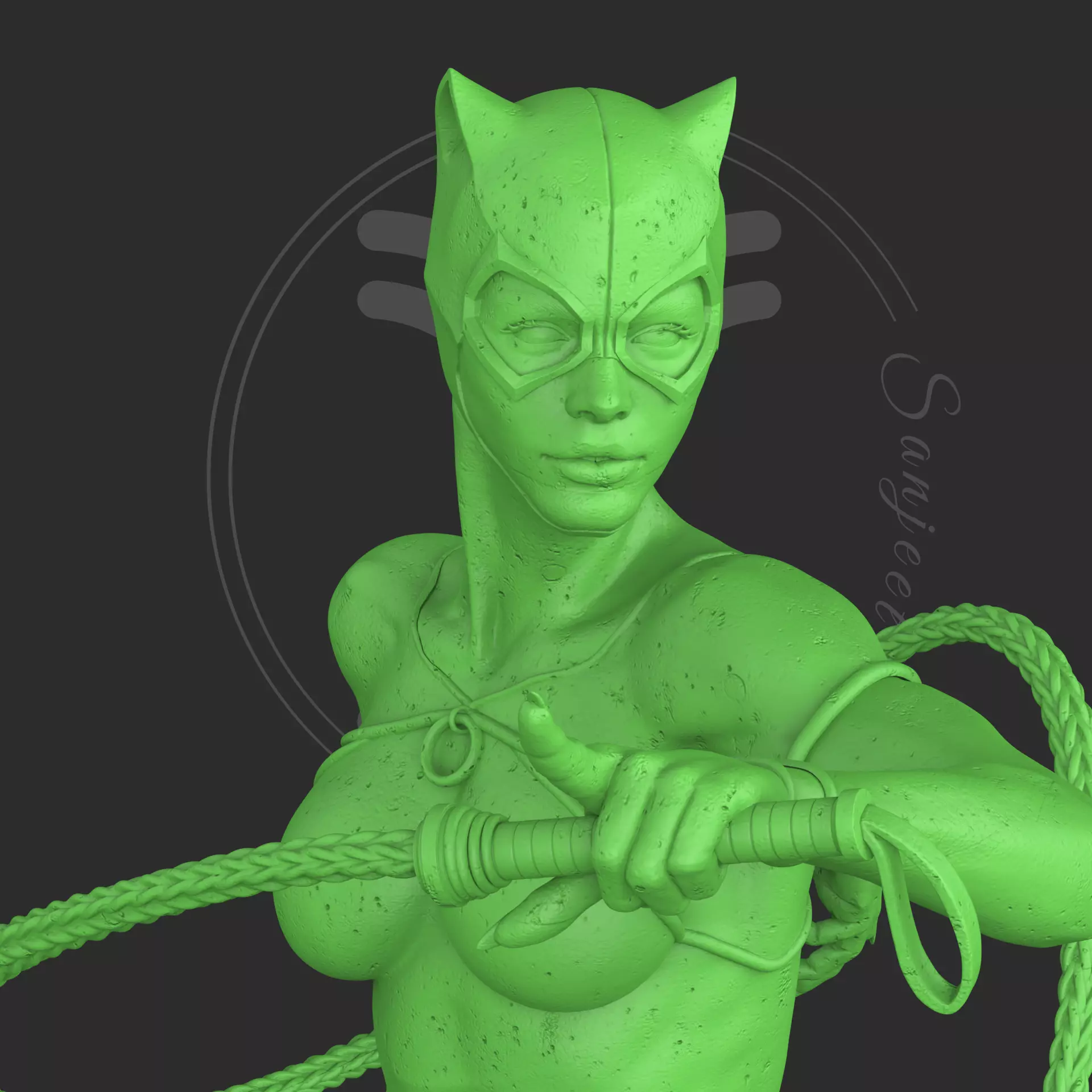 Catwoman statue 3D print model_0
