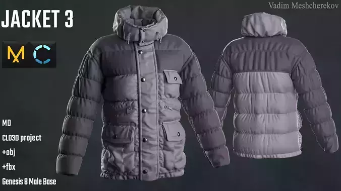 JACKET 3 puffer 3D model