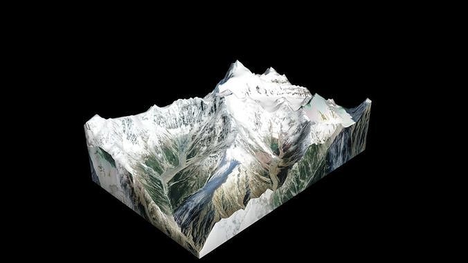 Malubiting Mountain Low-poly 3D model