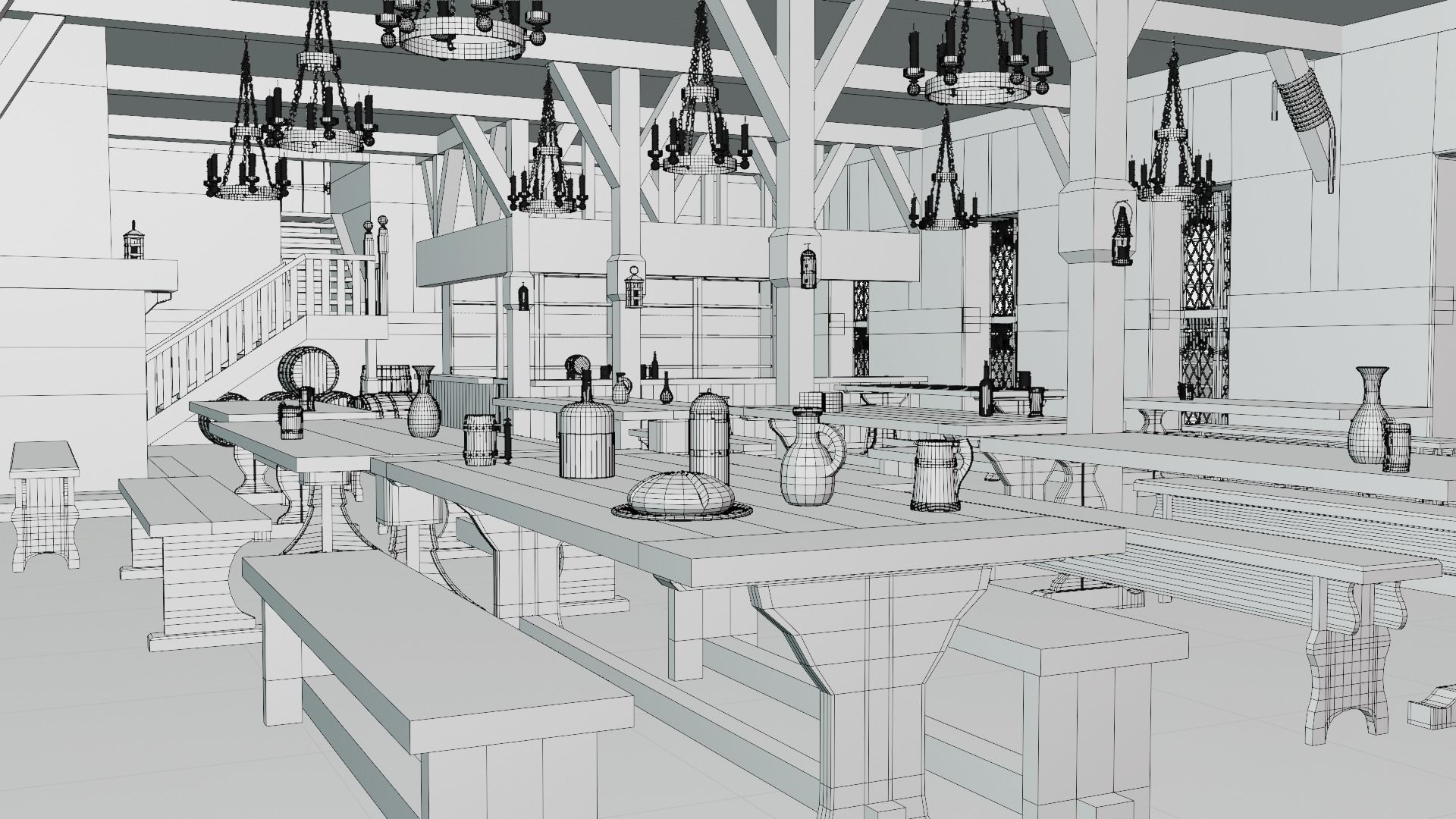 Medieval Tavern 3d Scene 3D model_21