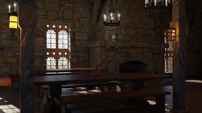 Medieval Tavern 3d Scene 3D model 5
