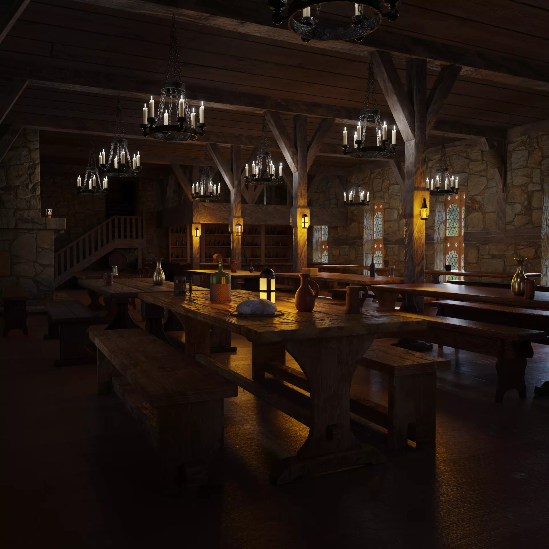 Medieval Tavern 3d Scene 3D model_0