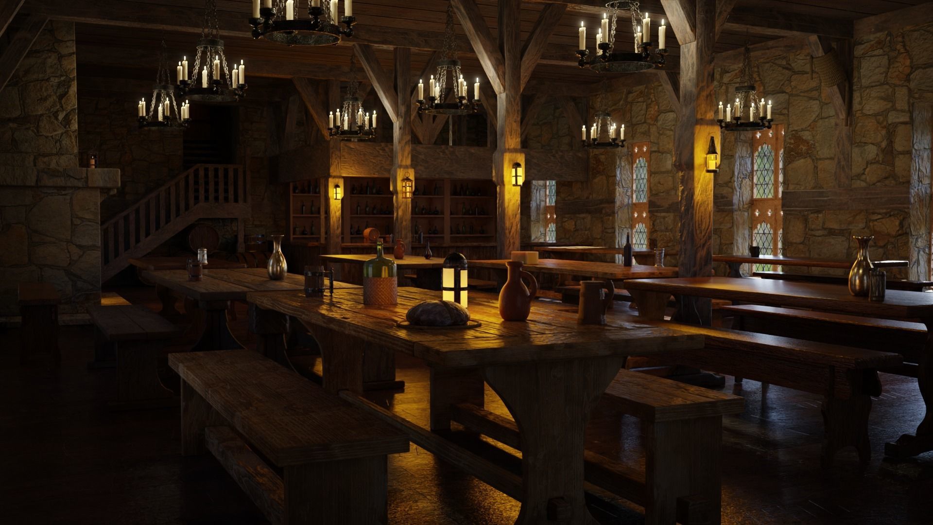 Medieval Tavern 3d Scene 3D model_19
