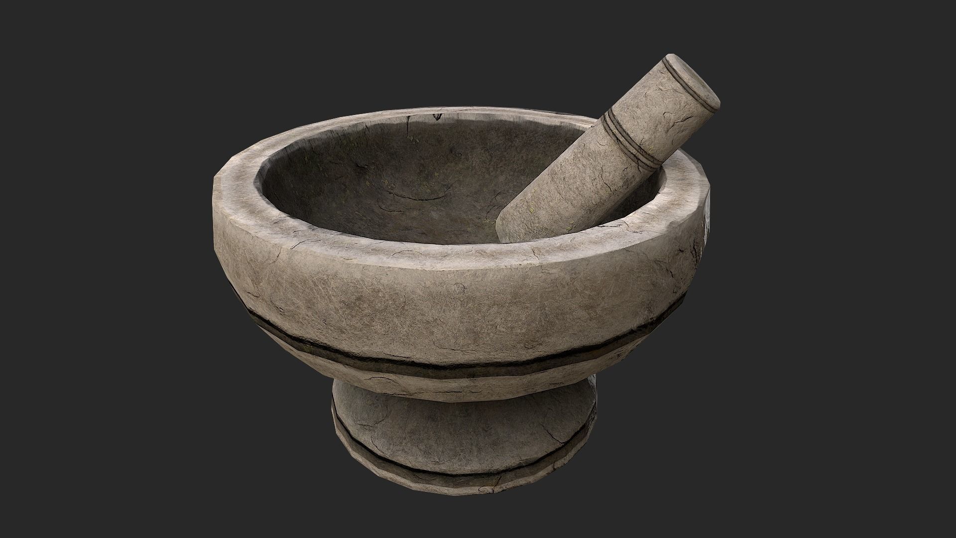 Stone Mortar and Pestle Low-poly 3D model_2