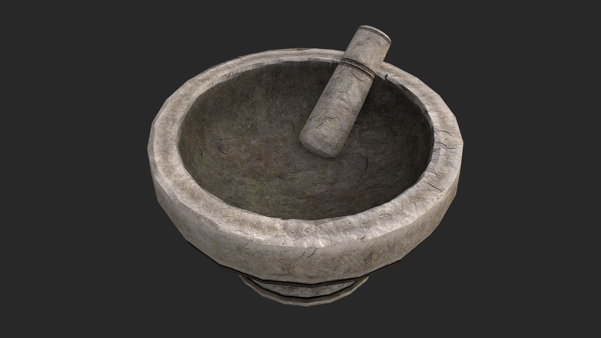 Stone Mortar and Pestle Low-poly 3D model_16