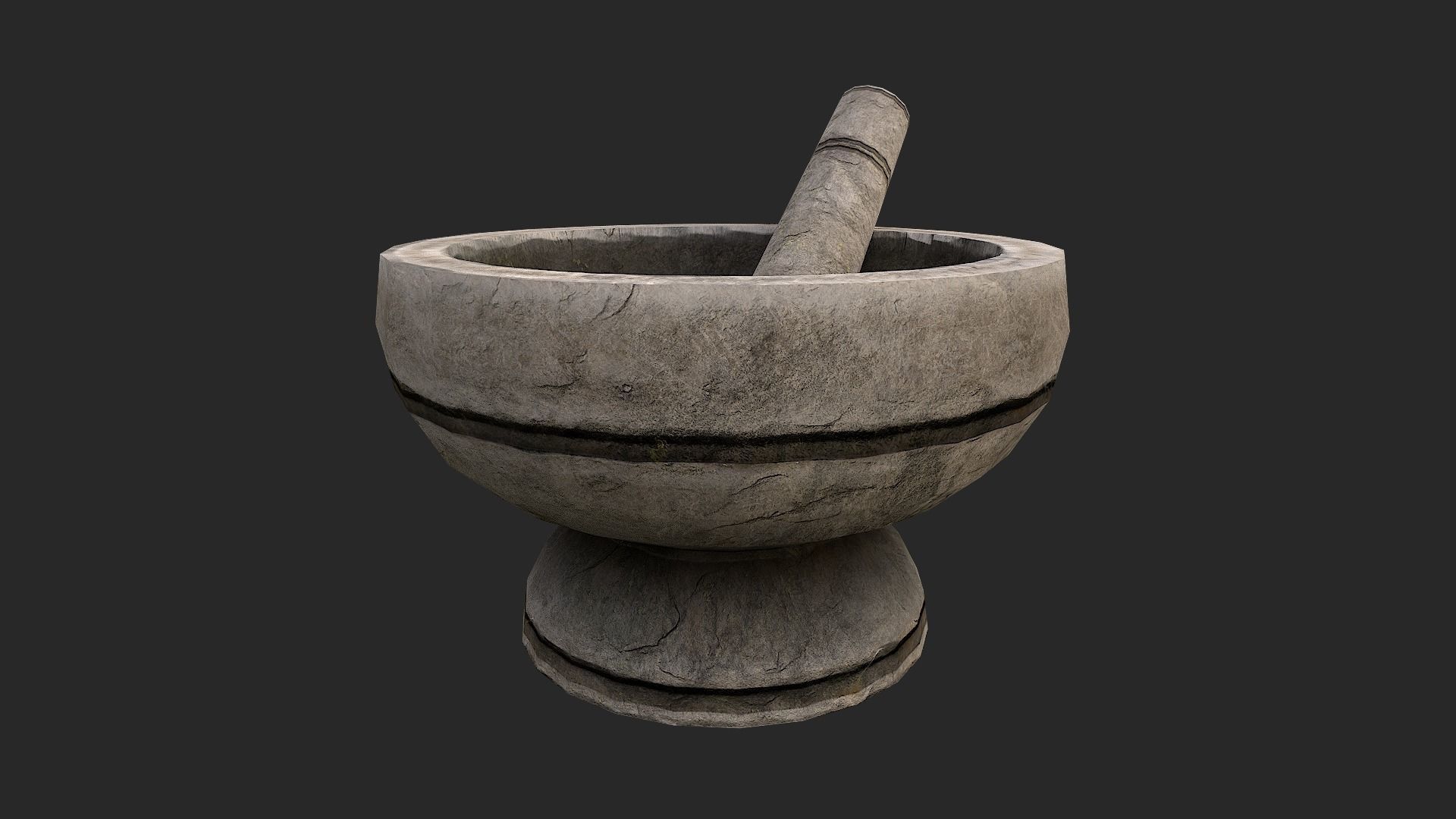 Stone Mortar and Pestle Low-poly 3D model_13