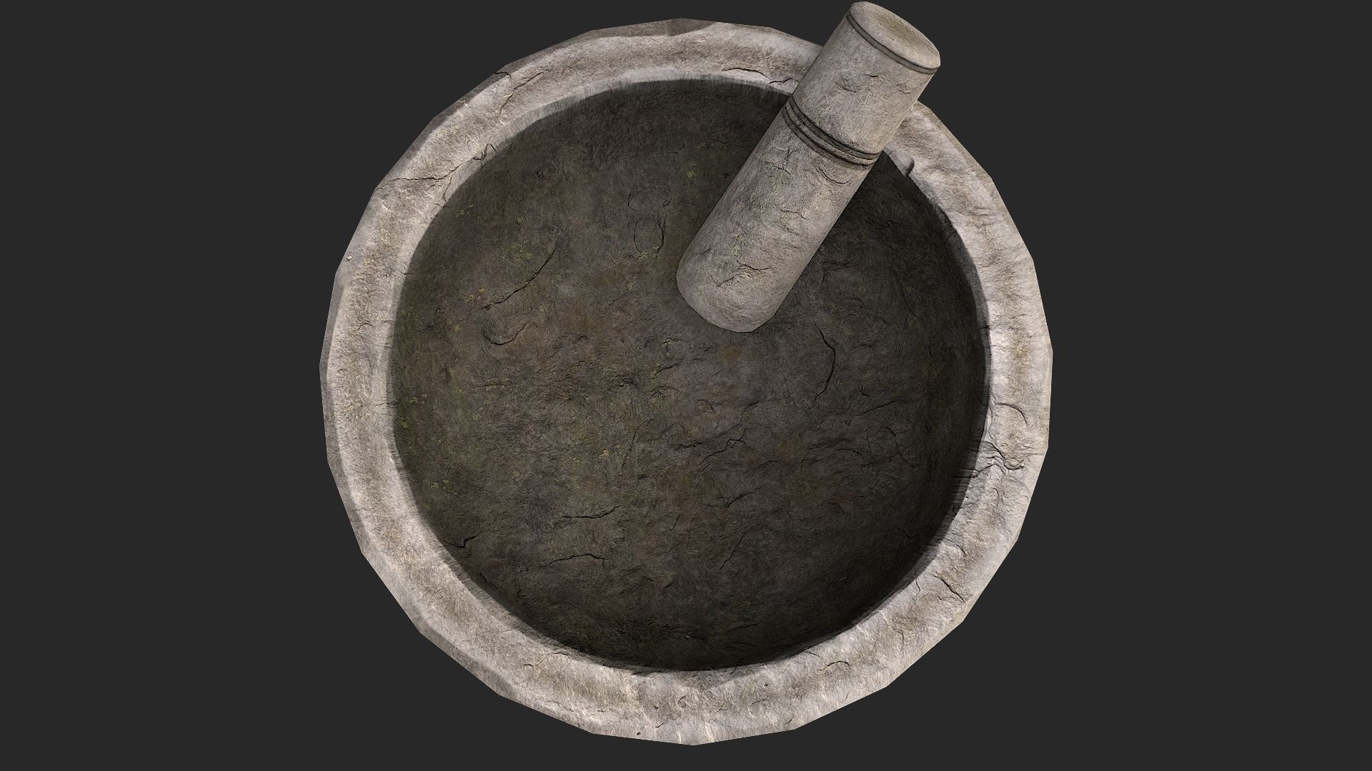 Stone Mortar and Pestle Low-poly 3D model_17