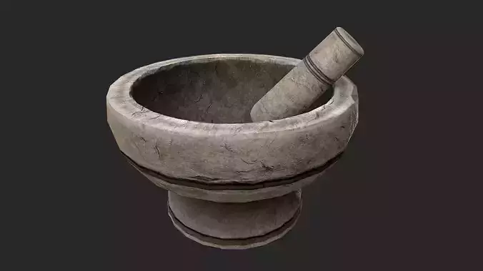 Stone Mortar and Pestle Low-poly 3D model